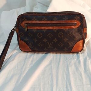 LOUIS VUITTON Marly Dragonne GM Clutch Hand Bag Monogram Brown